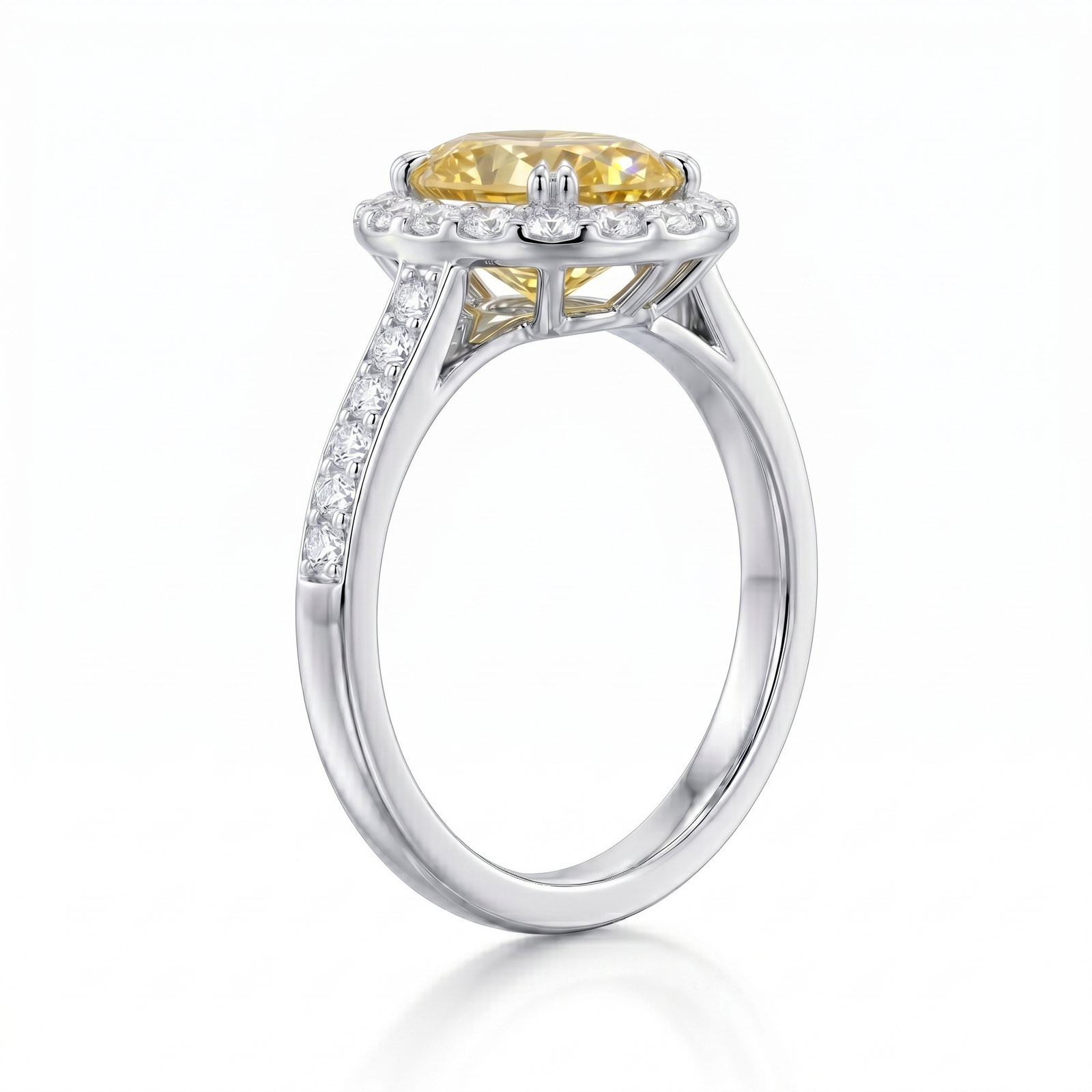 Fancy Yellow Diamond cluster Ring