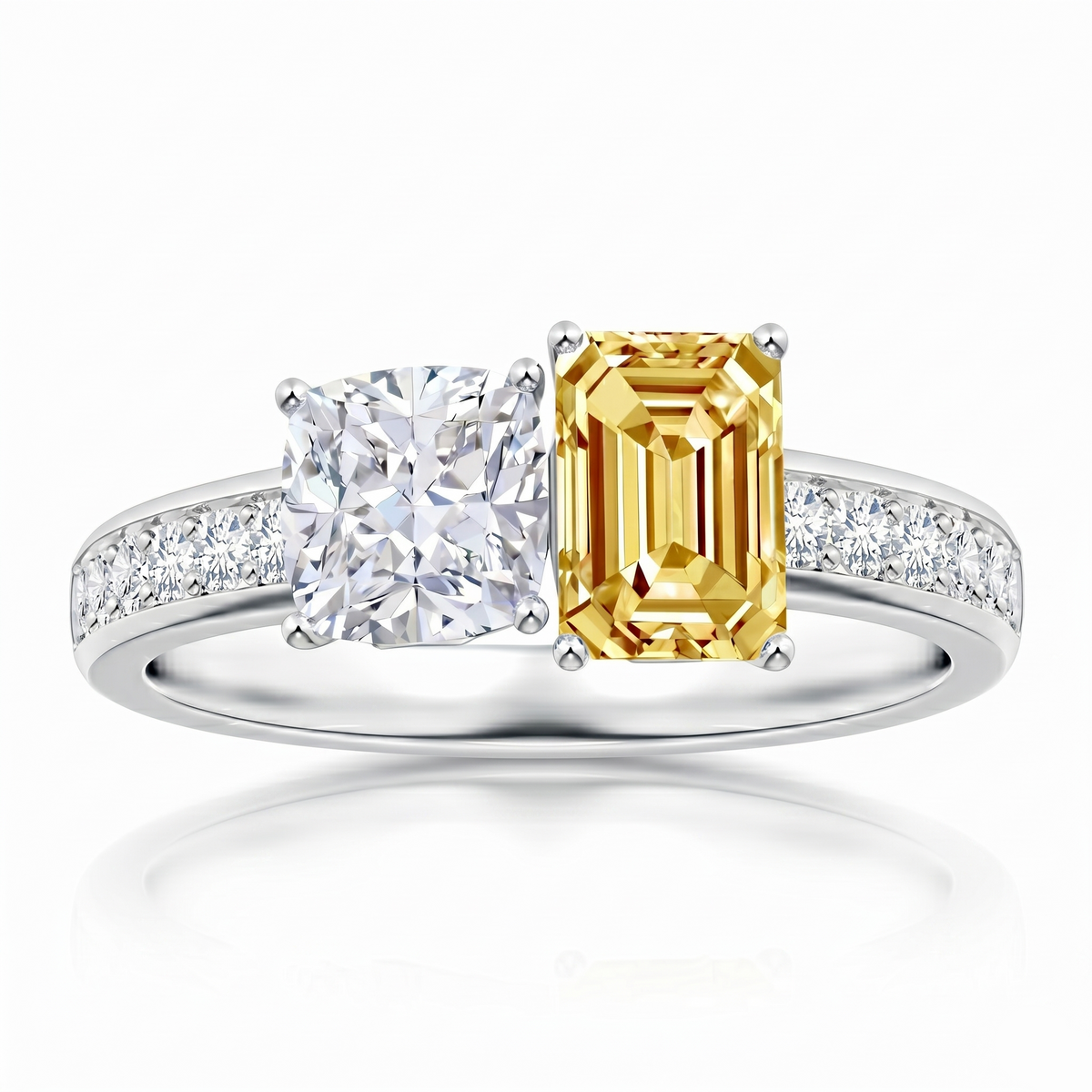 Fancy Yellow Diamond Ring Toi et Moi