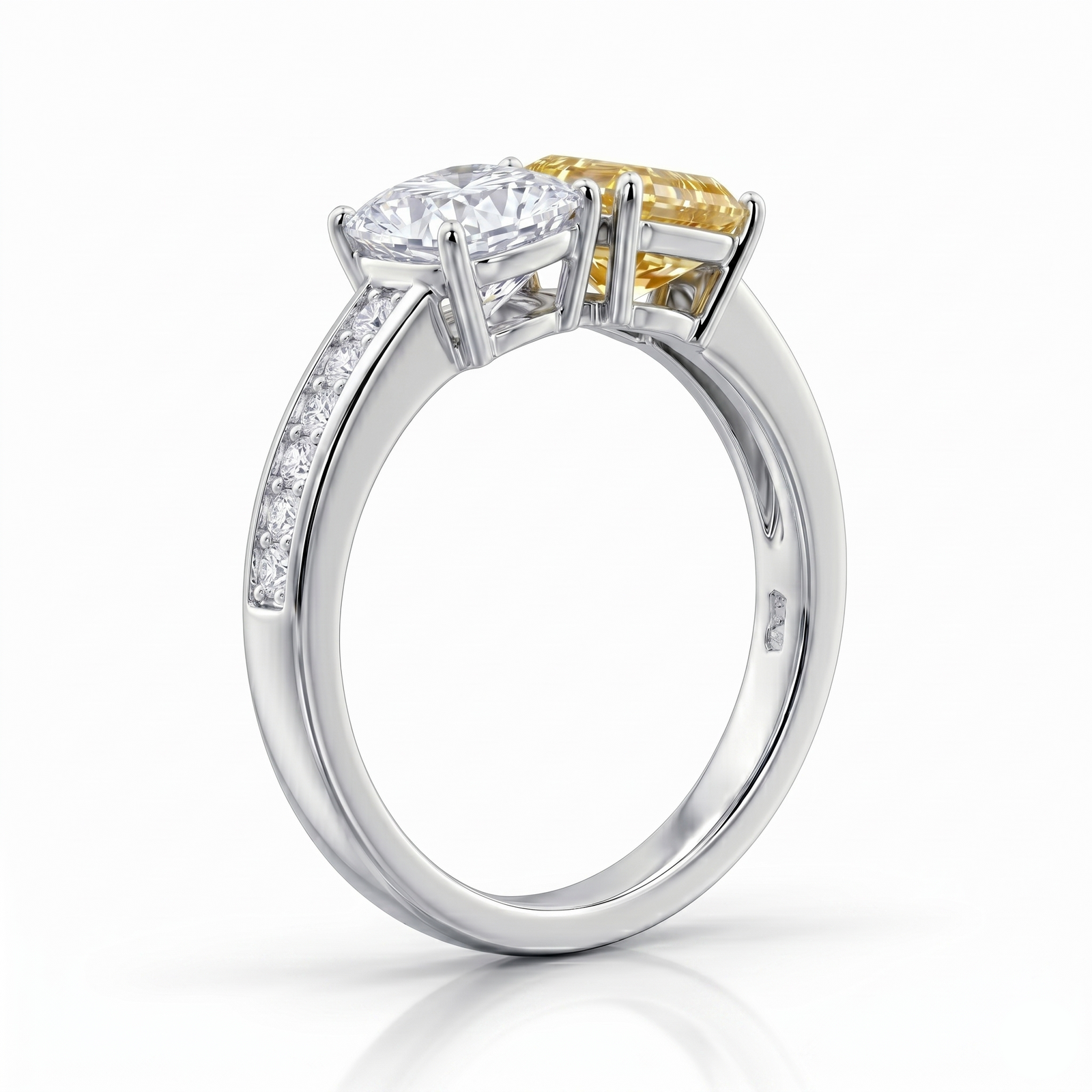 Fancy Yellow Diamond Ring Toi et Moi