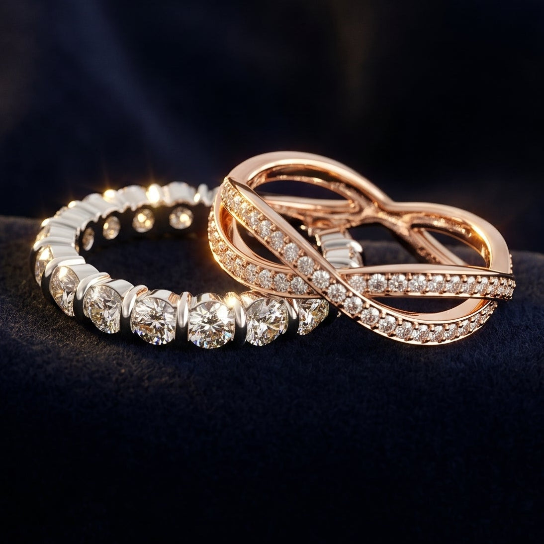 Two diamond wedding rings