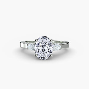 Three stone ring with pavé shoulders - timeless engagement ring with side diamonds and pavé detailing on the band