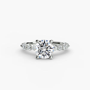 Solitaire with eternity pavé 2 - elegant engagement ring featuring a single diamond with an eternity pavé band