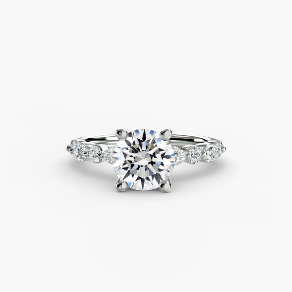 Solitaire with eternity pavé 2 - elegant engagement ring featuring a single diamond with an eternity pavé band