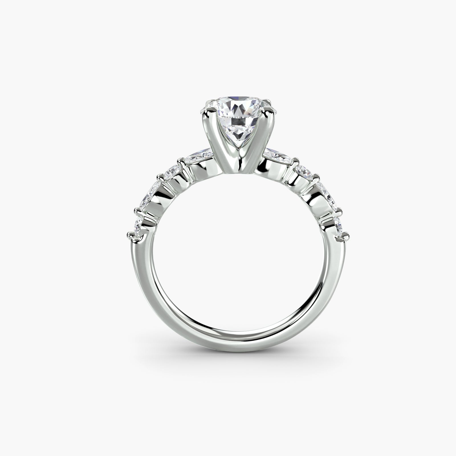 Solitaire with eternity pavé 2 - elegant engagement ring featuring a single diamond with an eternity pavé band