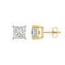 4-Prong Basket Princess Diamond Stud Earrings 3 ct