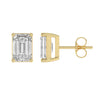 4-Prong Basket Emerald Cut Diamond Stud Earrings 3 ct