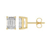 4-Prong Basket Emerald Cut Diamond Stud Earrings 2 ct