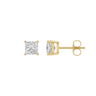 4-Prong Basket Princess Diamond Stud Earrings 1 ct