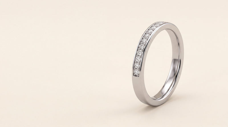 Channel-set diamond wedding ring in platinum