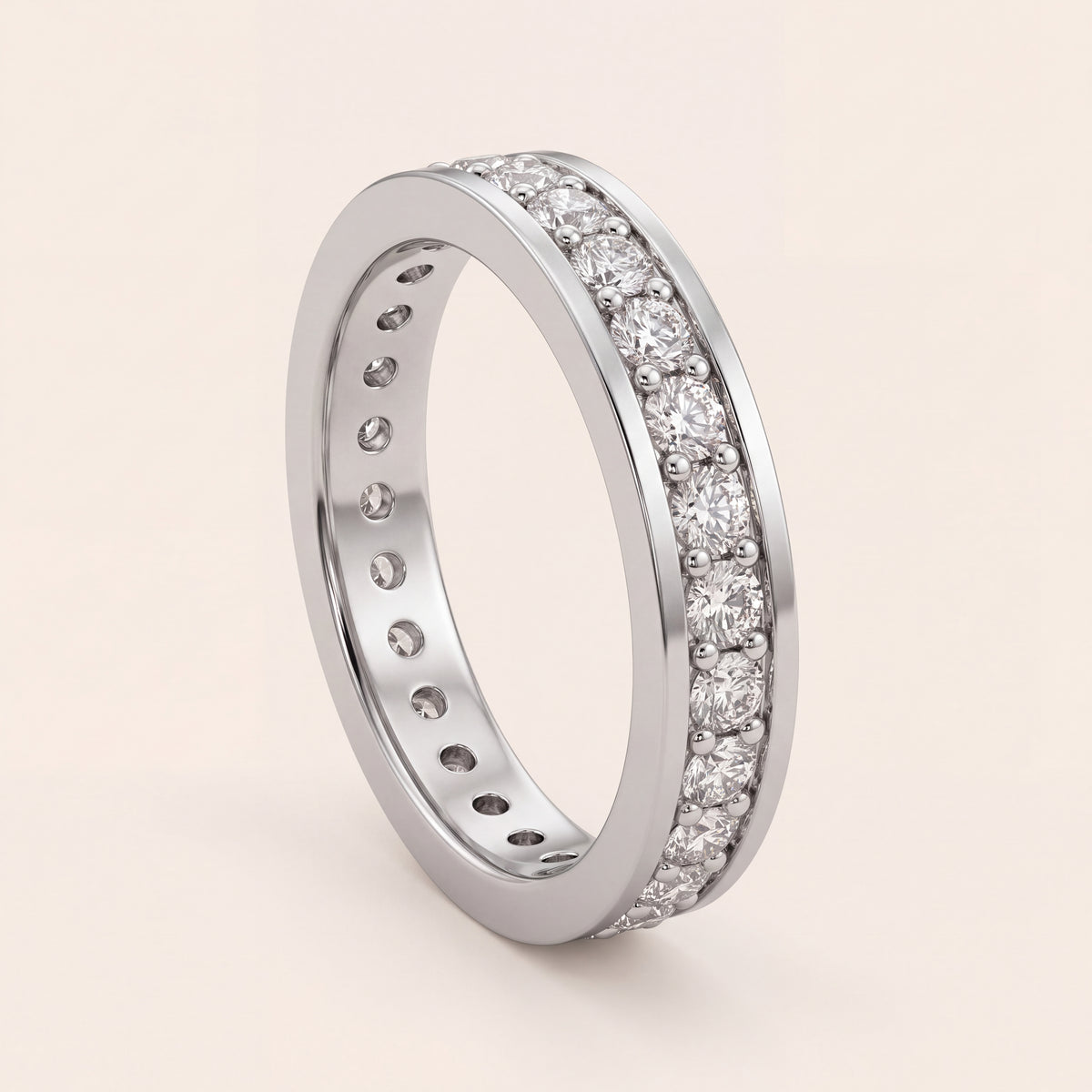 A channel-set round diamond full eternity ring